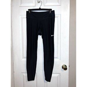 NIKE Womens Dri Fit Black Cropped Leg Mid Rise Leggings Pants Sz M